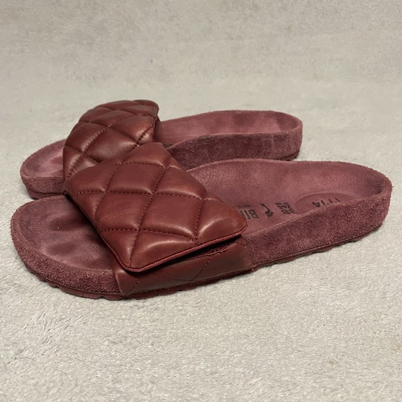 Birkenstock Sylt Sandal Womens 7 (38) Oxblood Red Slip On Embossed Leather 1774 - Picture 1 of 8